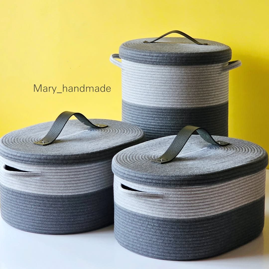 ست سبد لاندری قیطانی درب دار