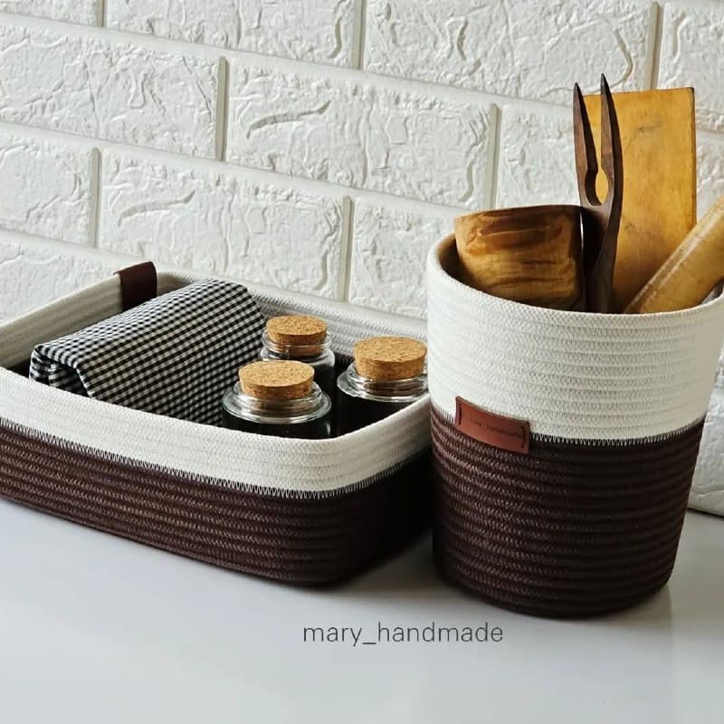 ست سبد نظم دهنده پنبه ای دست دوز