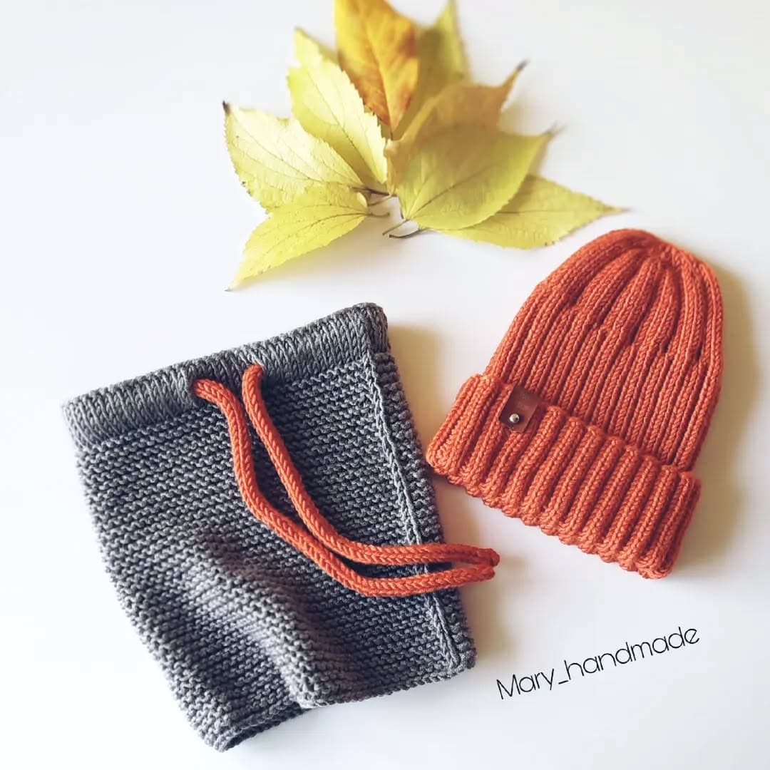 ست کلاه و شال رینگی مردانه بافتنی