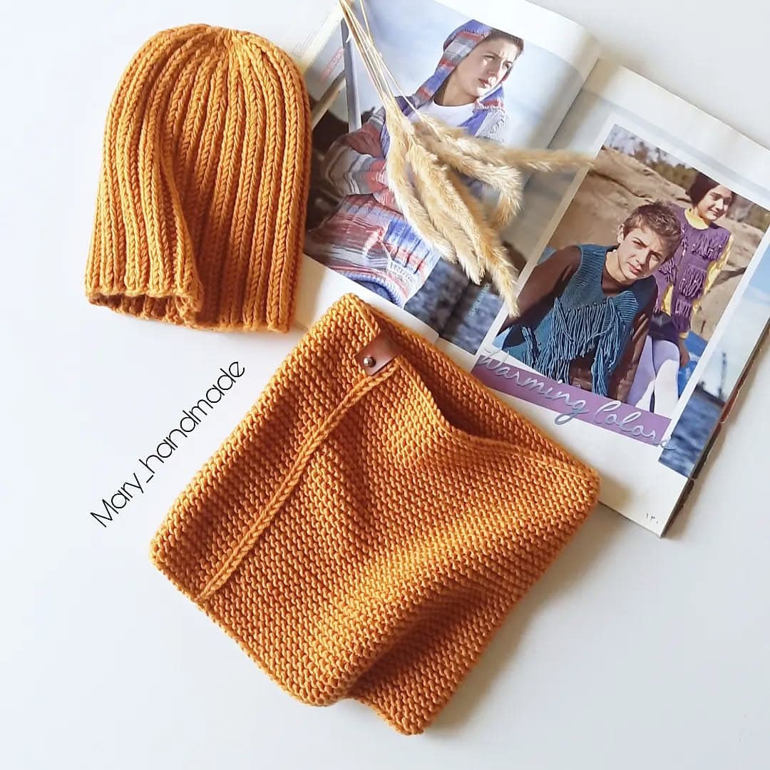 ست شال و کلاه بافتنی مردانه