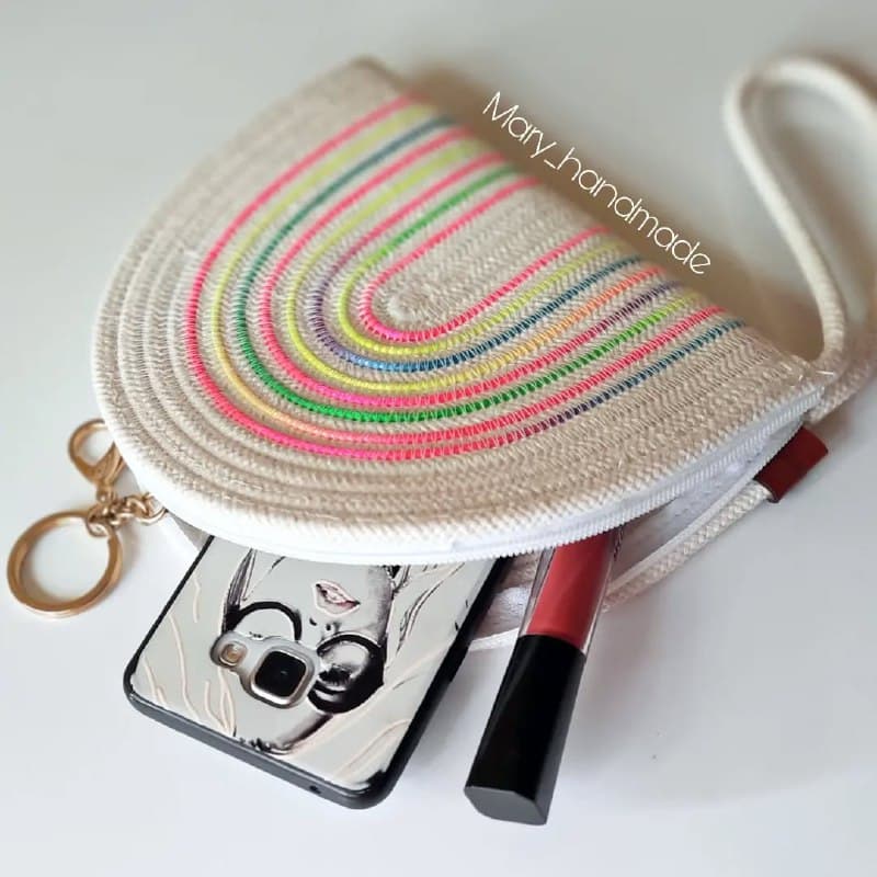 کیف دستی قیطان دوزی رنگین کمانی