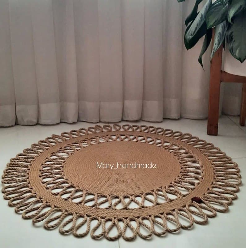 فرشینه کنفی گرد دستبافت