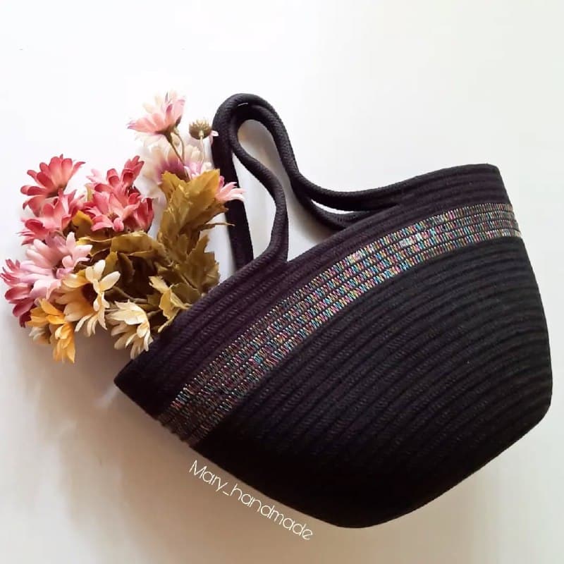 مینی بگ دست دوز قیطانی مشکی