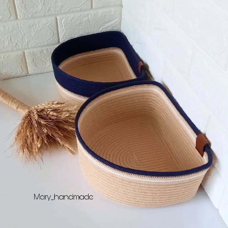 سبد نظم دهنده پنبه‌ای دست‌دوز طرح نیم‌دایره