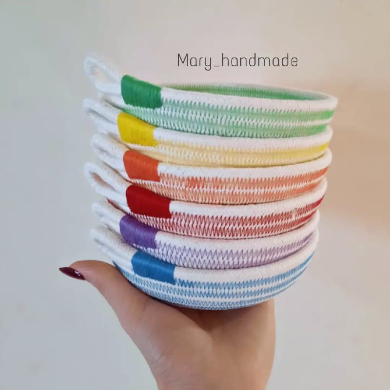 ست پیاله نخی رنگین کمانی شش عددی