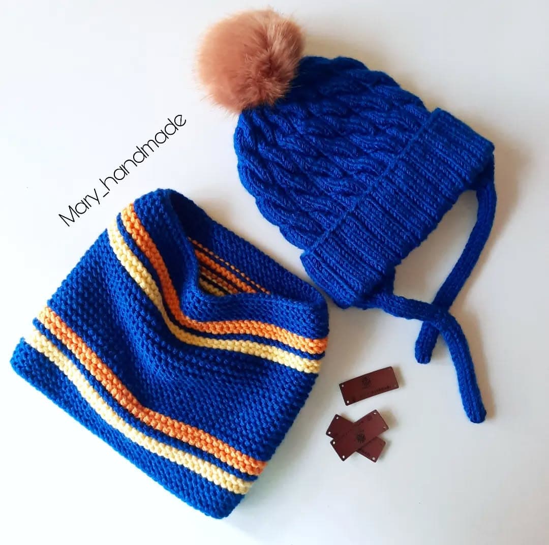 ست کلاه و شال رینگی بافتنی بچگانه