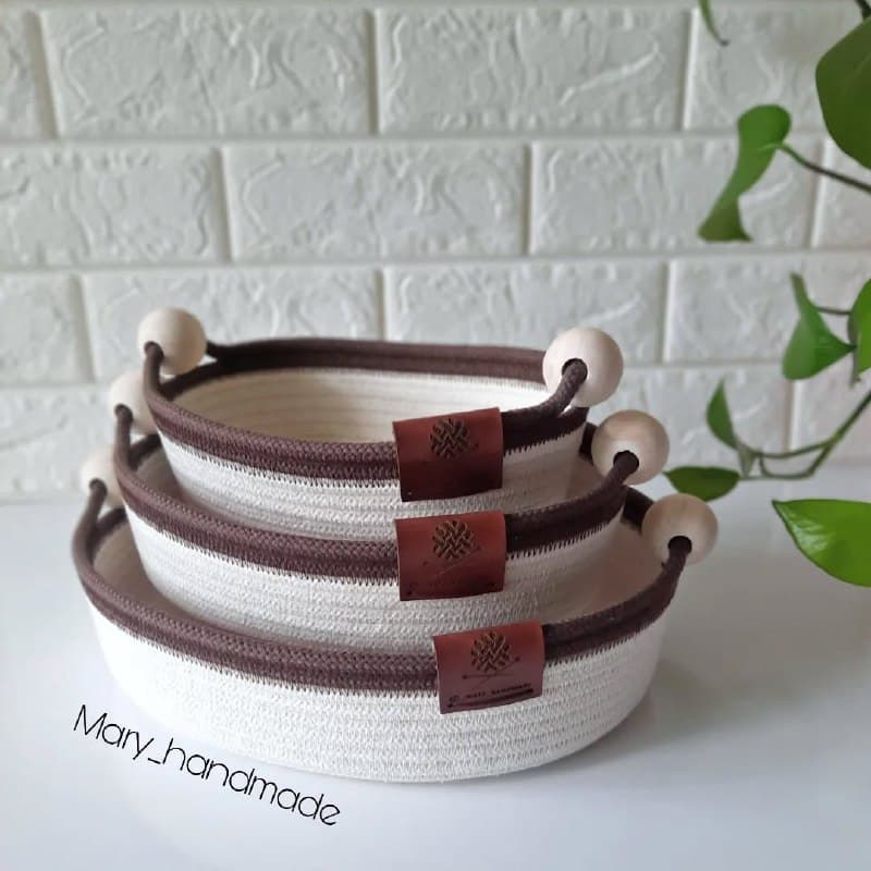 ست سه تایی سبد بیضی قیطانی دستساز