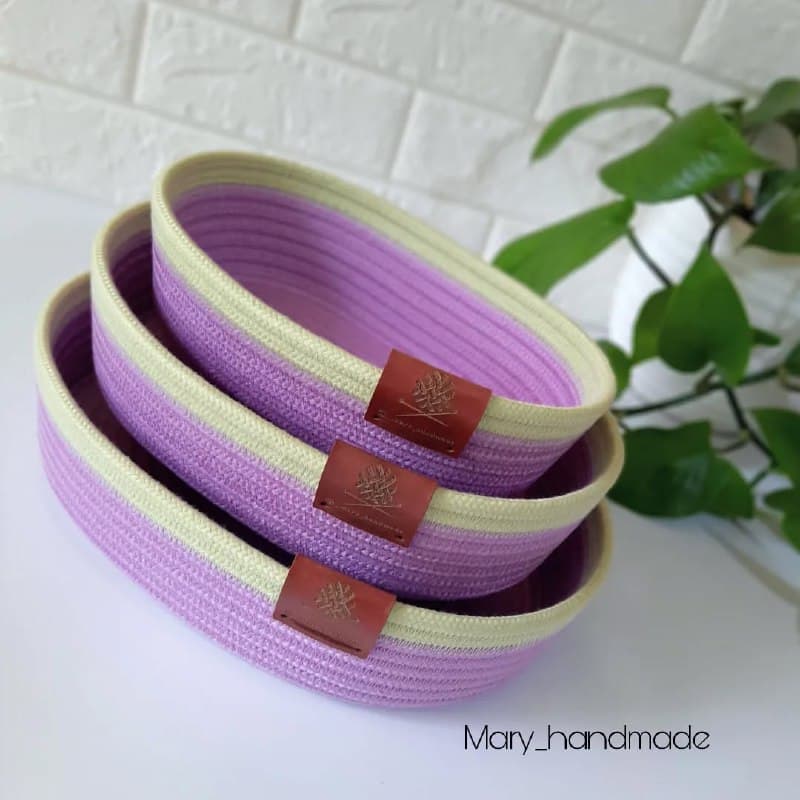 ست سه تایی سبد نظم دهنده قیطانی بنفش و سبز