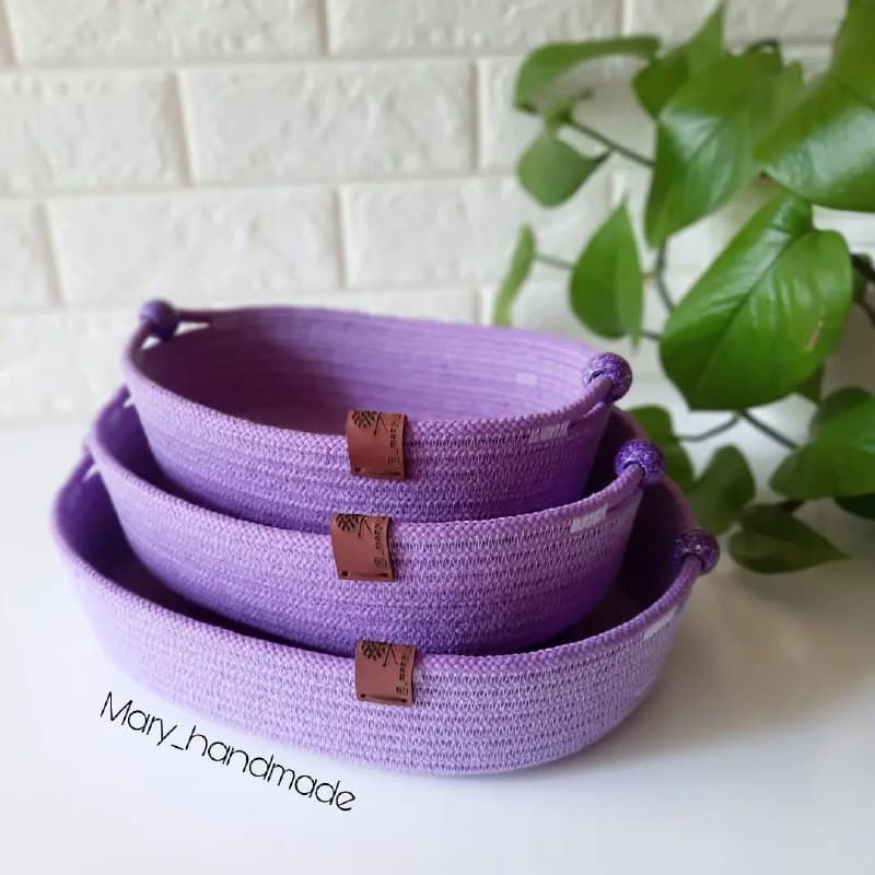 ست سه تایی سبد نظم دهنده پنبه ای بنفش