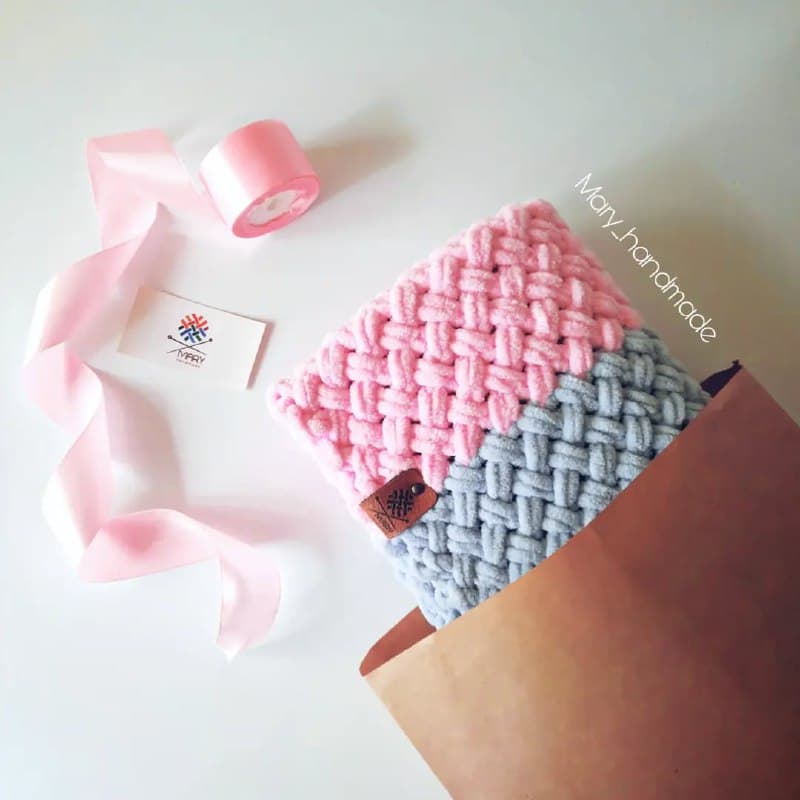 پتو نوزادی دستبافت آلیز پافی دو رنگ