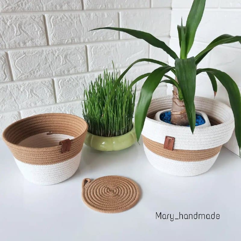 گلدان حصیری دستباف مدل لبه برگردون