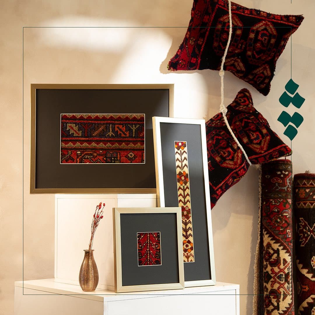 تابلو دکوراتیو با قطعه فرش آنتیک