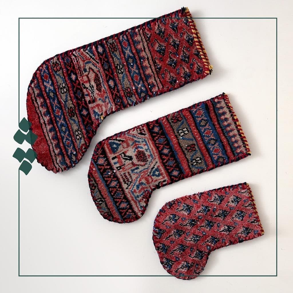 جوراب کریسمس دستساز با فرش آنتیک