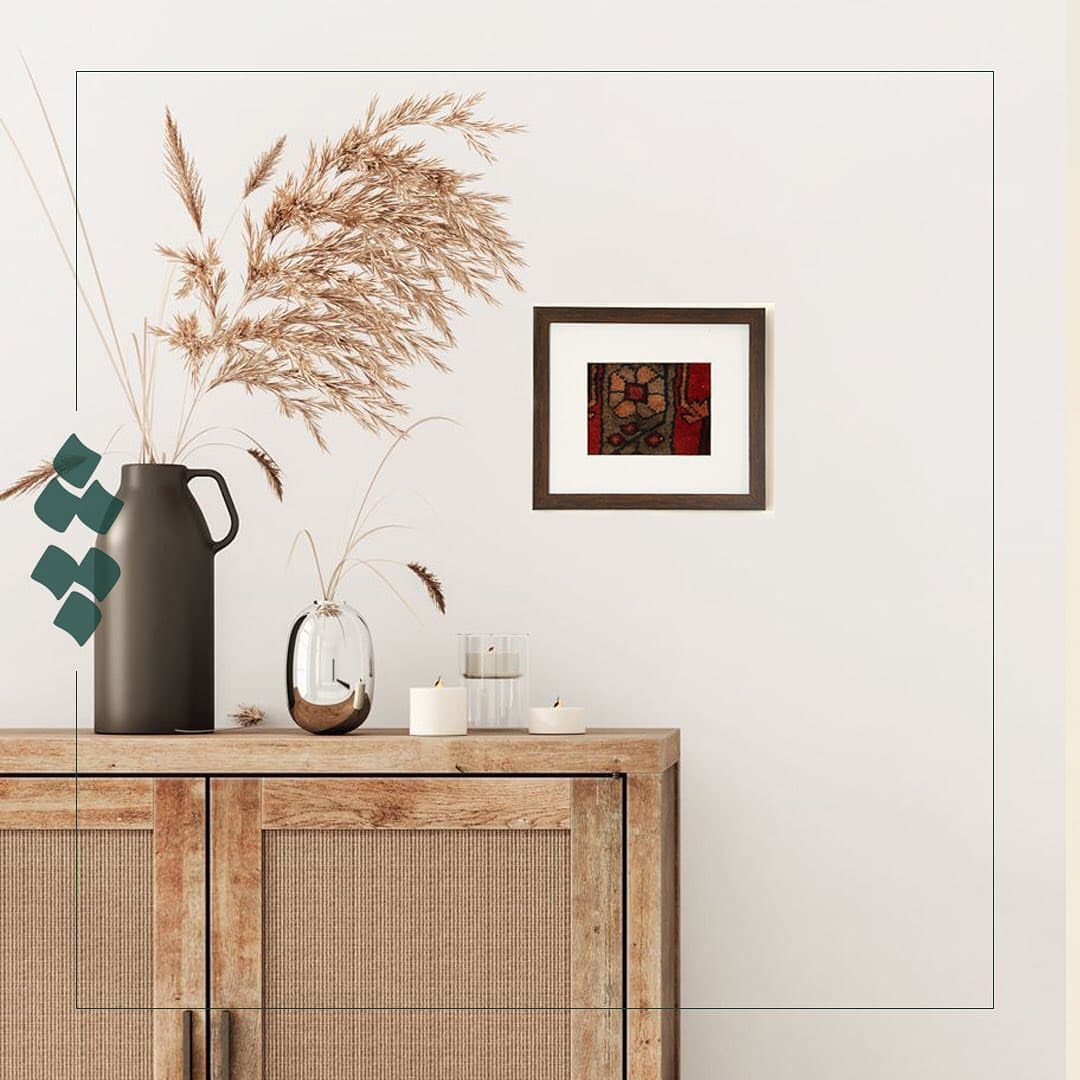 قاب فرش چله با قطعه فرش آنتیک اردبیل