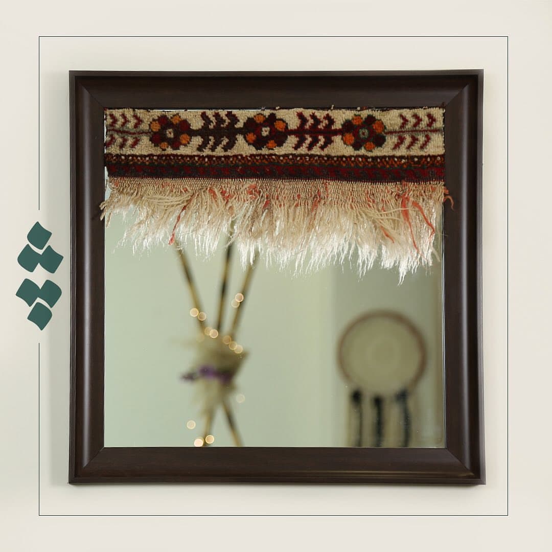 آینه فرش چله با فرش آنتیک قشقایی