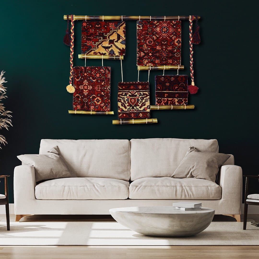 بوم فرش دستبافت چله مدل چهل تکه