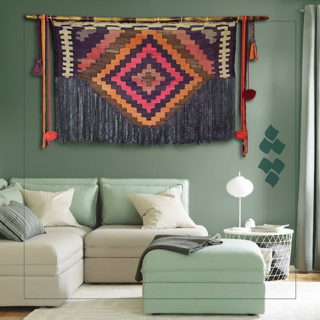 بوم فرش گلیمی دستباف مدل هزار تو