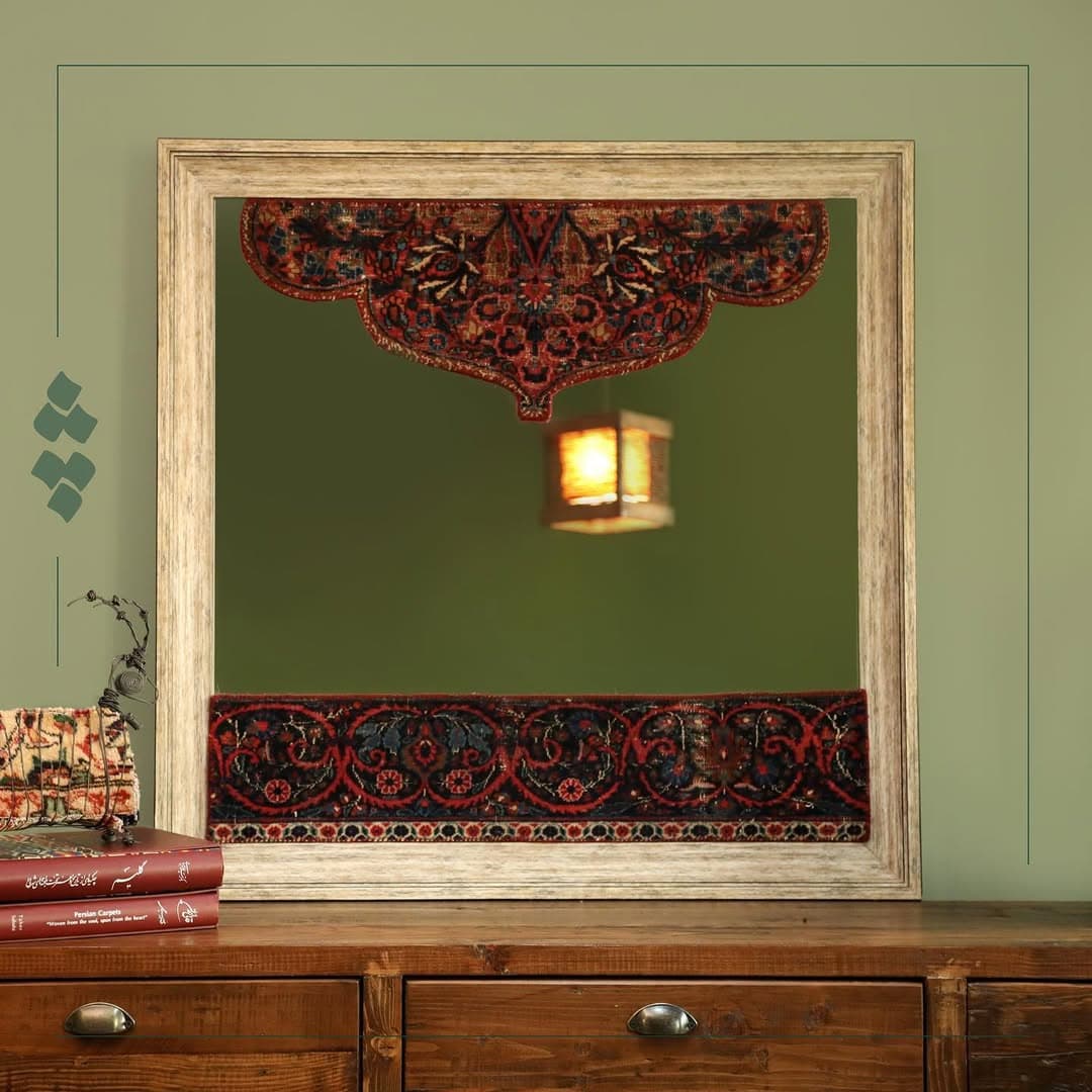 آینه فرش دستساز چله مدل آروشا