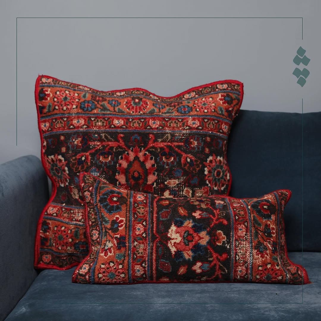 کوسن چله با پارچه فرش آنتیک مشهد