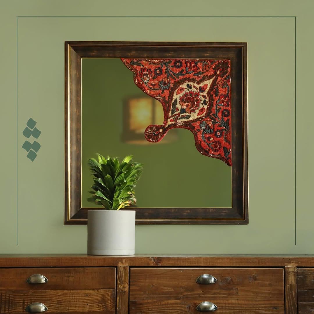 آینه فرش دستساز چله مدل آروشا