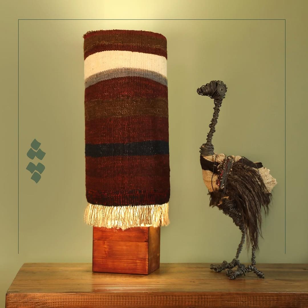 آباژور رومیزی چله مدل آپامه با شید گلیمی