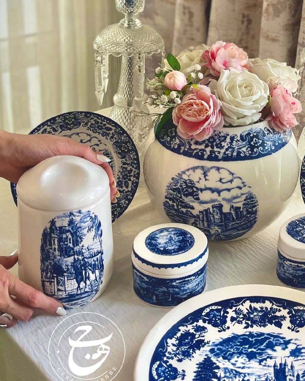 ست ظروف دکوری سرامیکی طرح فلورانس