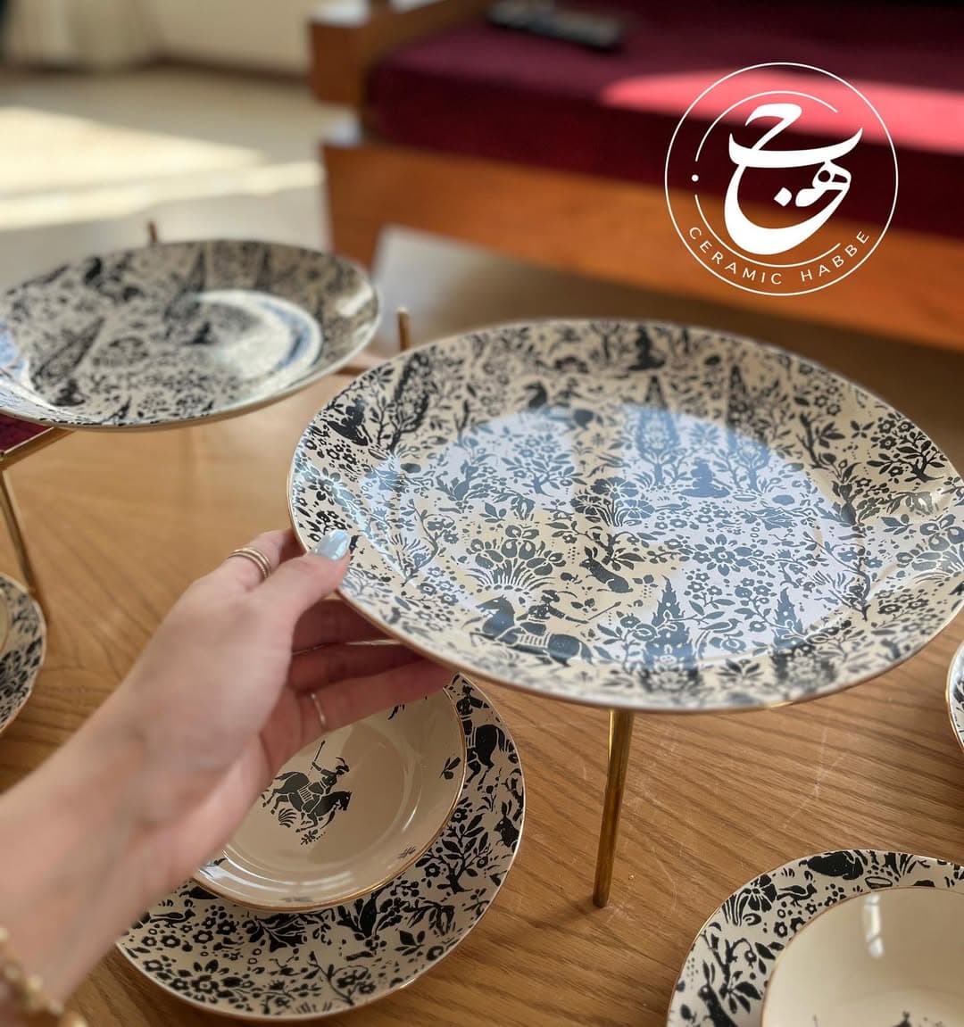 ست غذاخوری و پذیرایی سرامیکی ۲۹ پارچه طرح شکارگاه