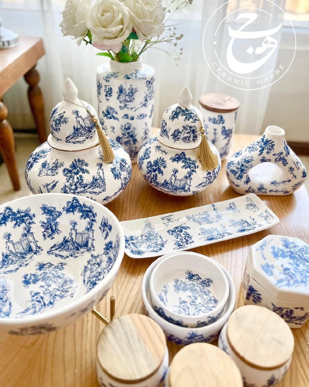 سرویس ظروف پذیرایی سرامیکی طرح کلاسیک اروپایی