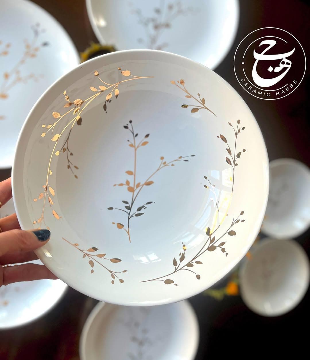 ست ظروف پذیرایی و غذاخوری سرامیکی مدل خوشه طلا