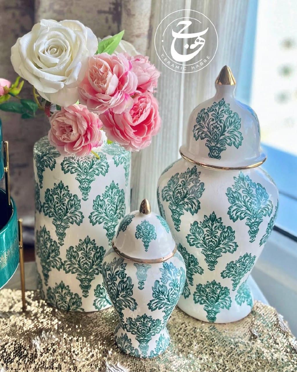 ست دکوری سرامیکی سه تکه طرح شاه صنم