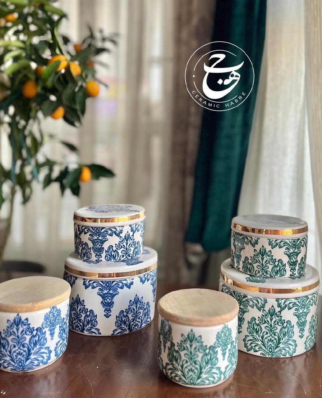 ظرف سرامیکی در چوبی دست ساز طرح شاه صنم