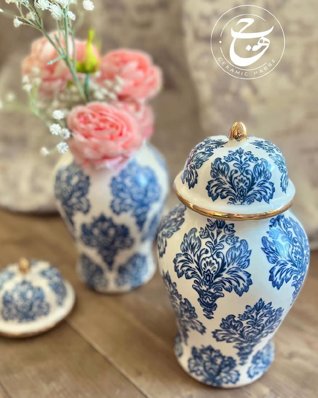 جینجر جار سرامیکی درپهن طرح شاه صنم