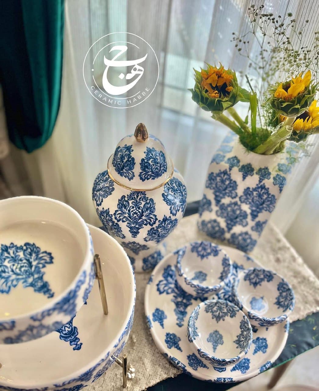 ست ظروف پذیرایی سرامیکی دستساز طرح شاه صنم