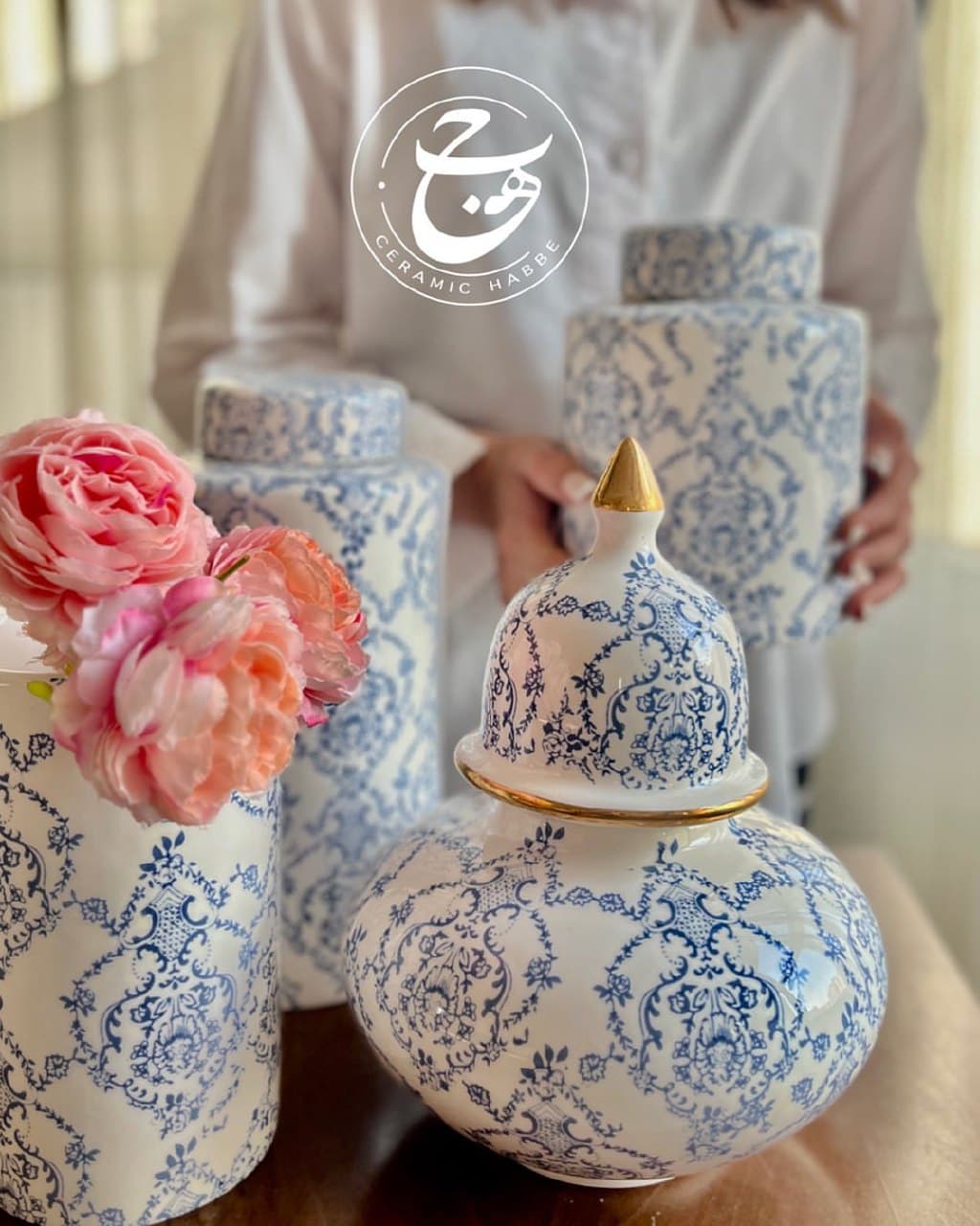 جار سرامیکی دکوری دستساز مدل تپلخان