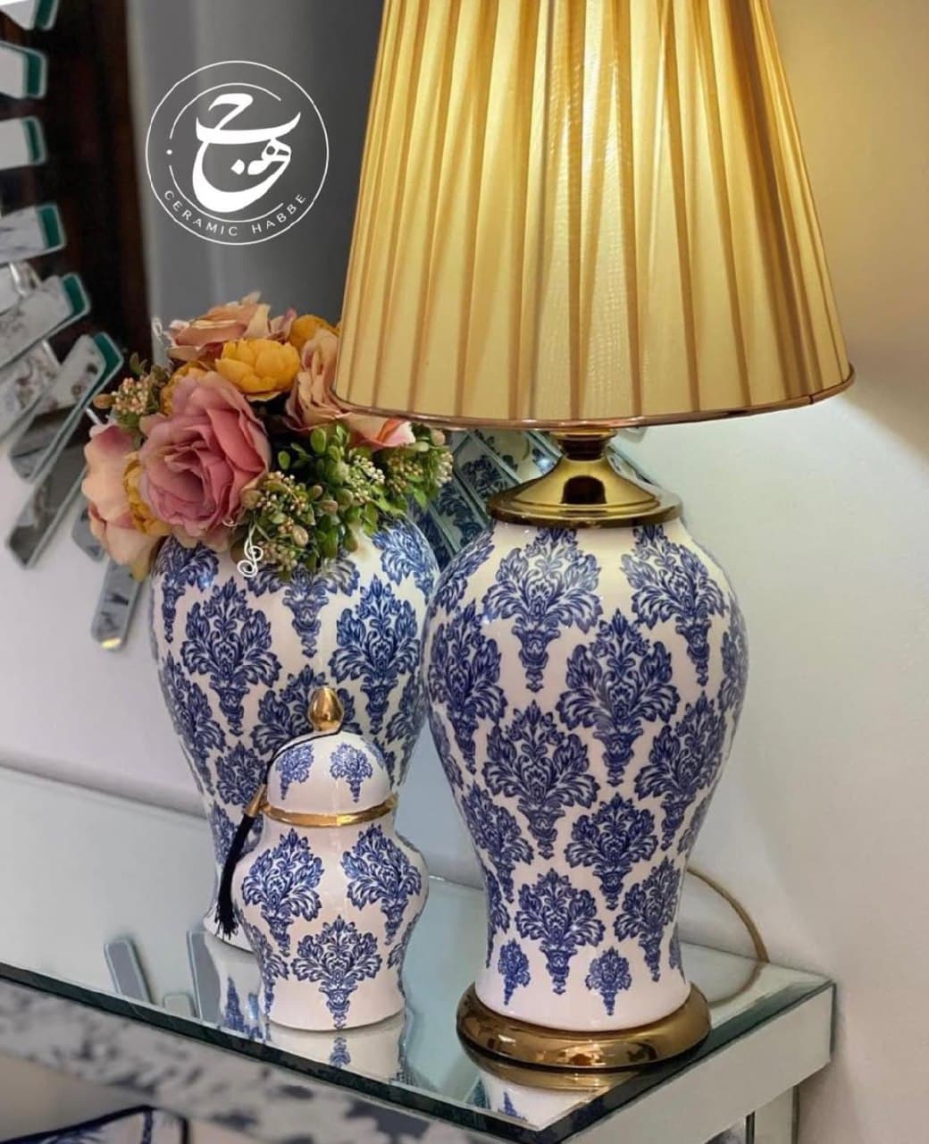 آباژور رومیزی سرامیکی طرح شاه صنم