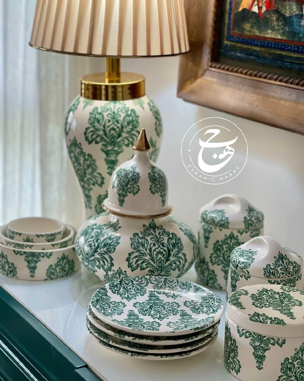 ست ظروف پذیرایی و دکوری سرامیکی دست‌ساز طرح شاه صنم