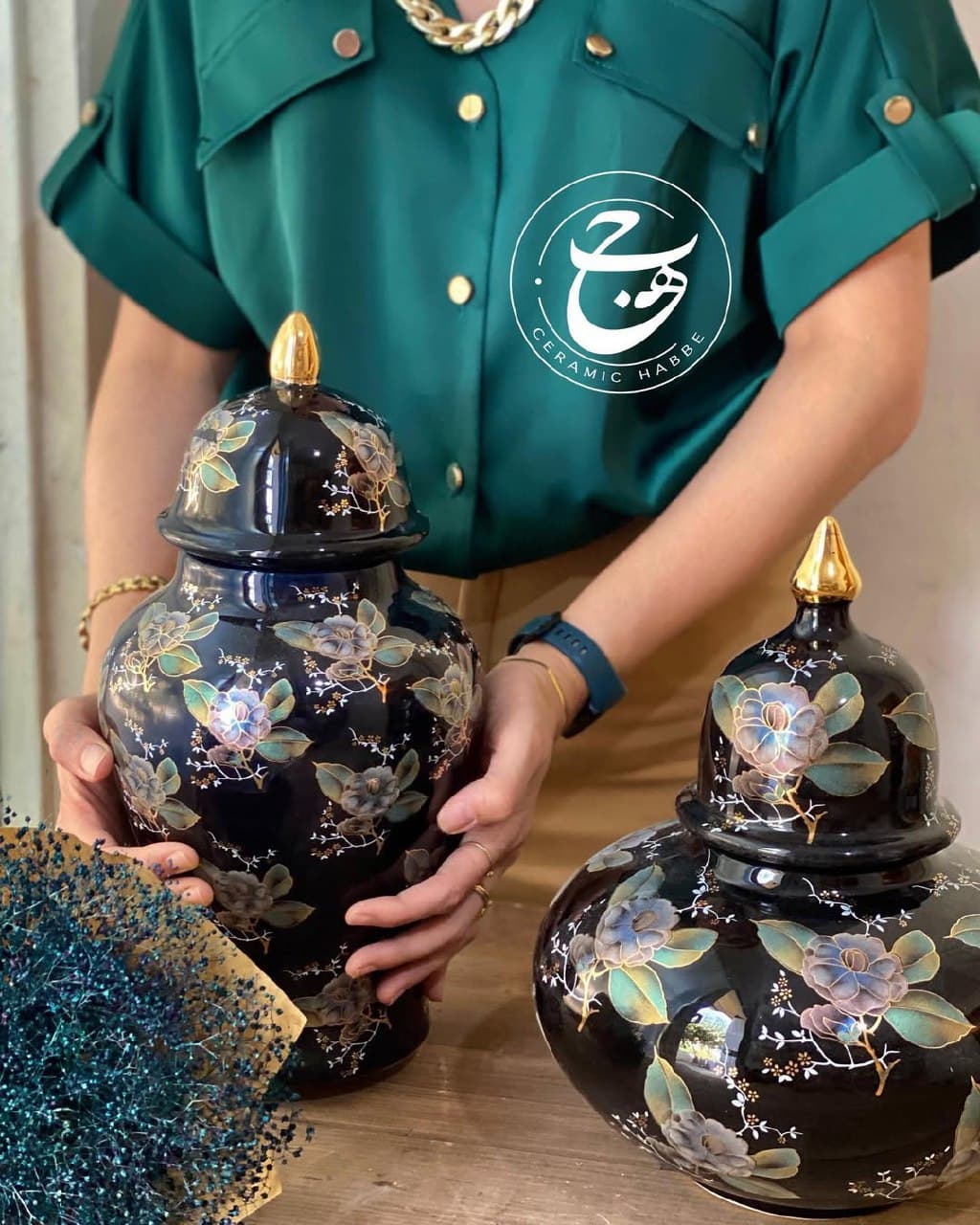 جینجر جار طرح طلا و هفت رنگ