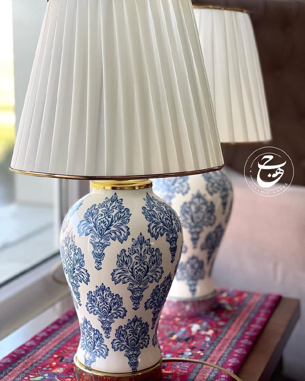 آباژور رومیزی سرامیکی طرح سنتی مدل شاه صنم