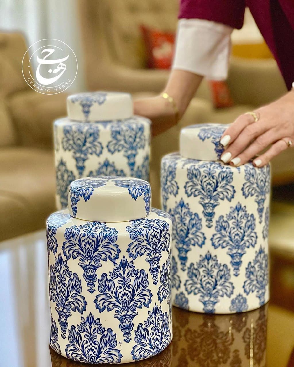 ست بانکه سرامیکی دکوری طرح کلاسیک سه سایز