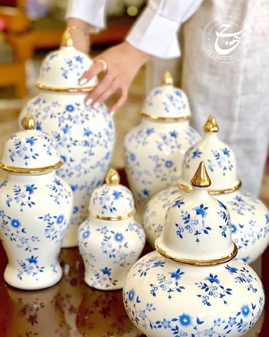 ست کندی باکس سرامیکی طرح جورجیا آبی و طلایی