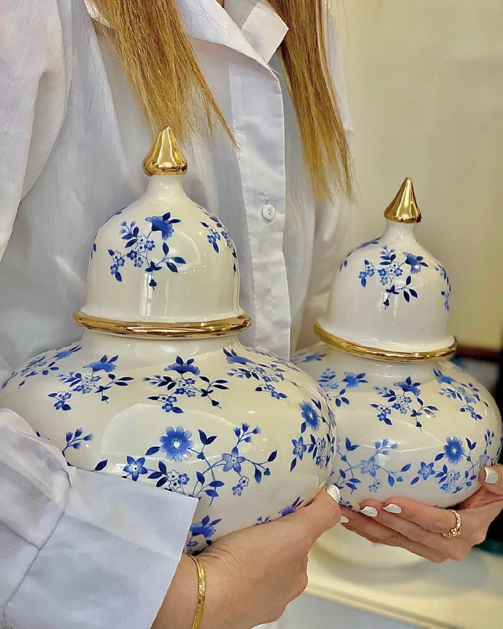 کندی جار سرامیکی طرح جورجیای آبی