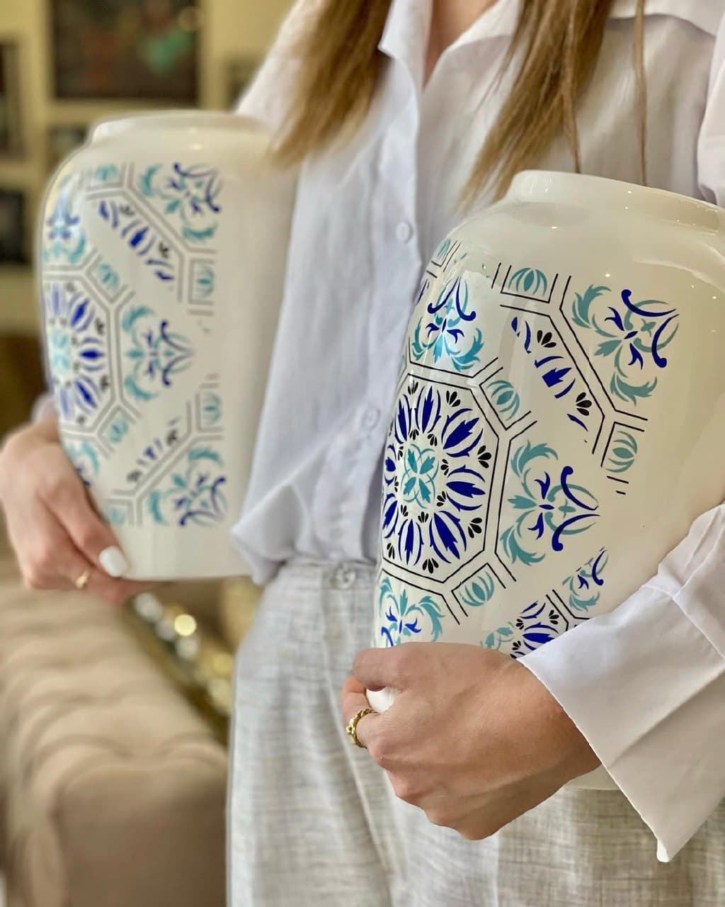 گلدان سرامیکی دستساز طرح سیمین دخت