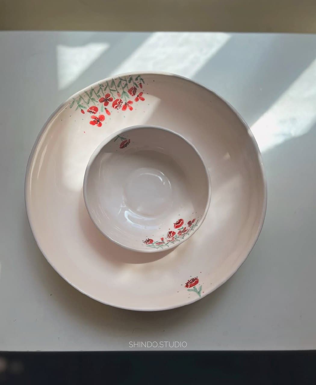 ظرف مزه خوری سرامیکی دست ساز طرح گل