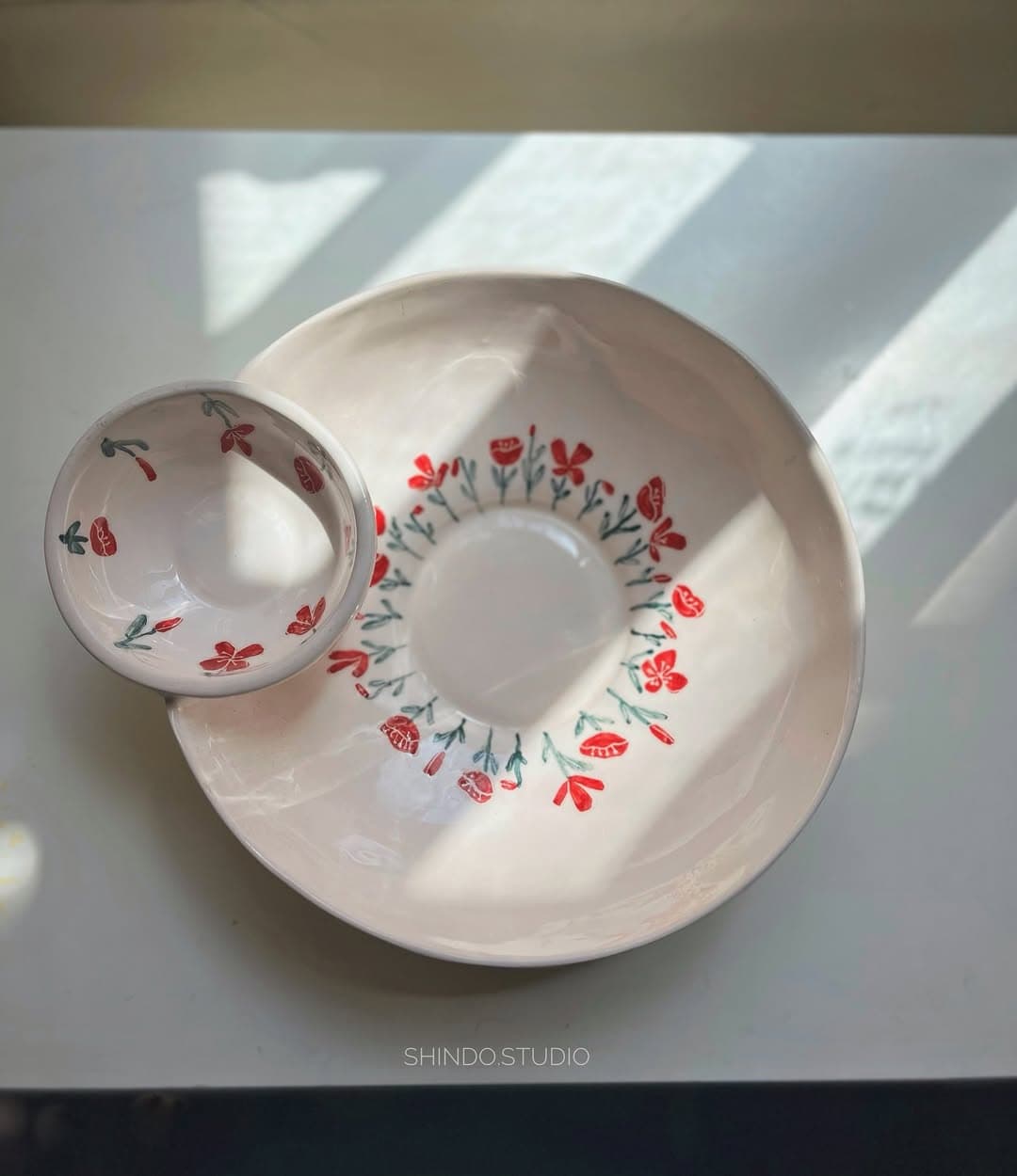 مزه خوری سرامیکی دستساز طرح گل شقایق