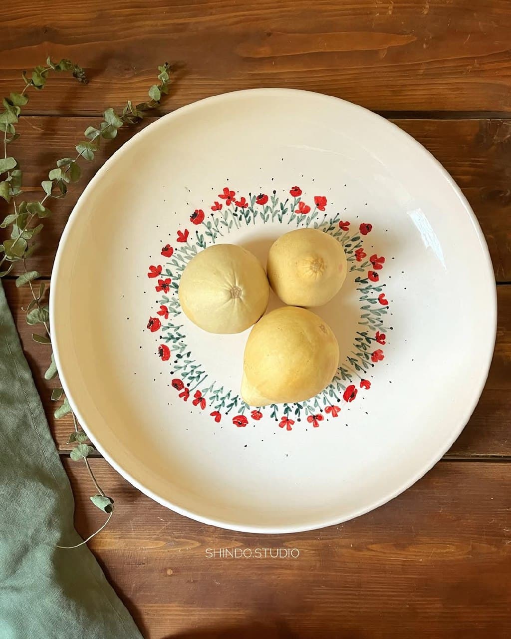 ظرف سالاد و میوه خوری سرامیکی دستساز طرح شقایق