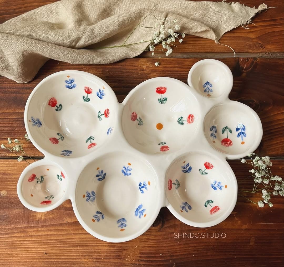 اردور خوری سرامیکی دستساز شیندو استودیو طرح گل