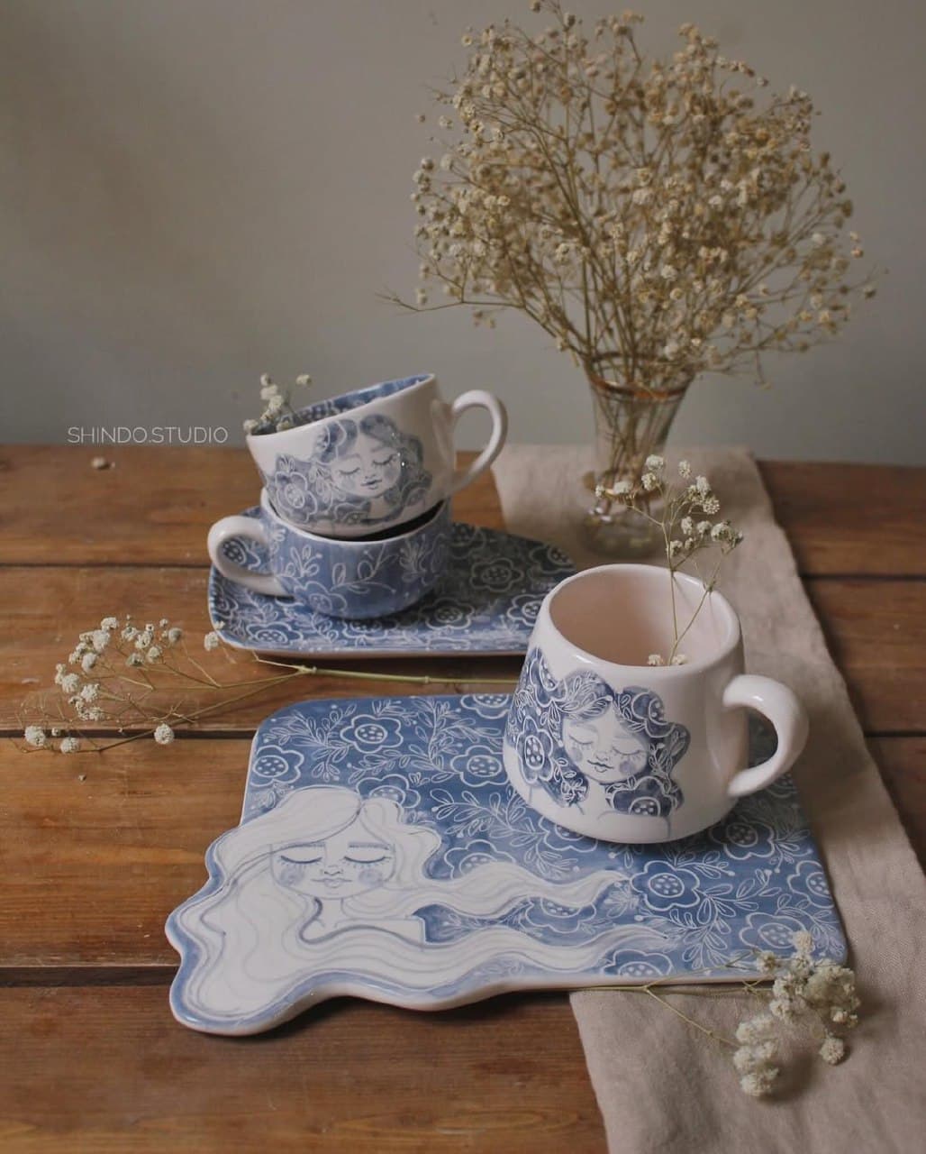 تخته سرو سرامیکی دست‌ساز طرح خیال