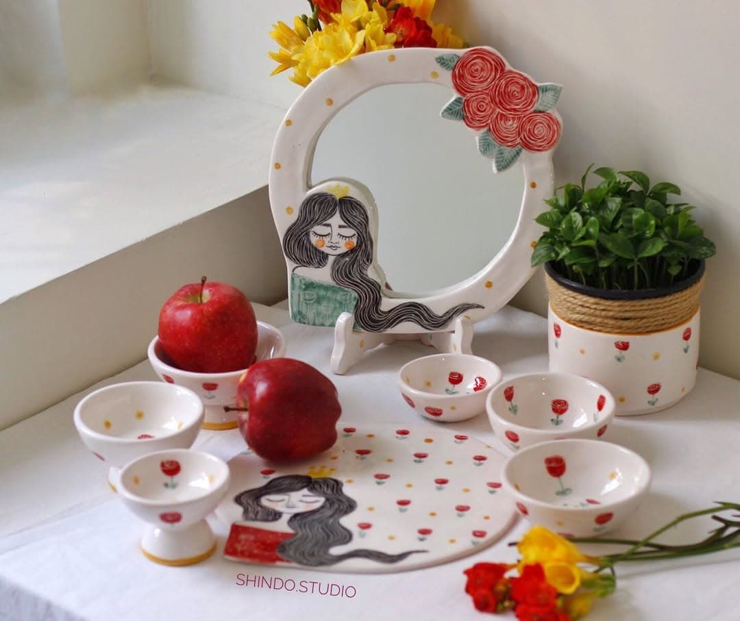 ست هفت سین سرامیکی دست ساز مدل دختر بهار