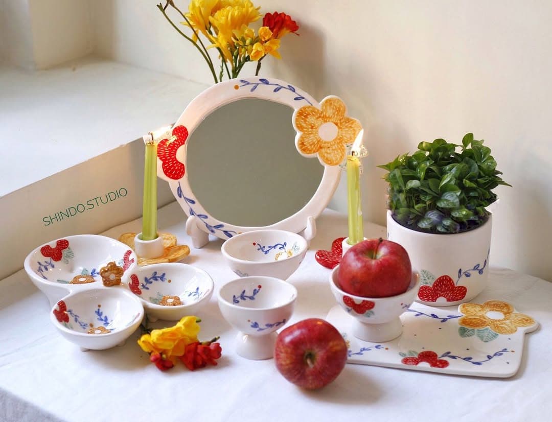 ست هفت سین سرامیکی دست ساز طرح بهار