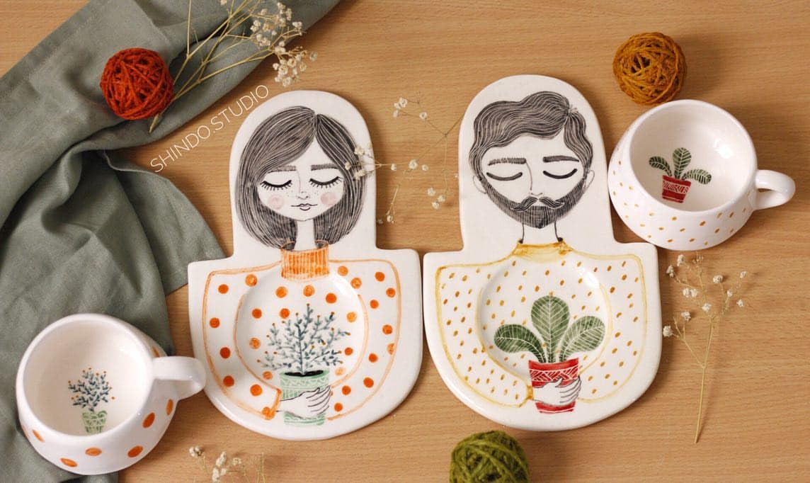 ست چایخوری سرامیکی دستساز طرح دلبر